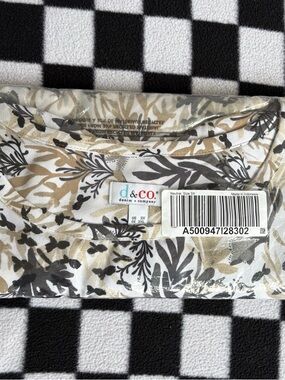 Denim & Co 3X Top NWT Neutral Floral Print Stretch Knit Short Sleeve Plus Size